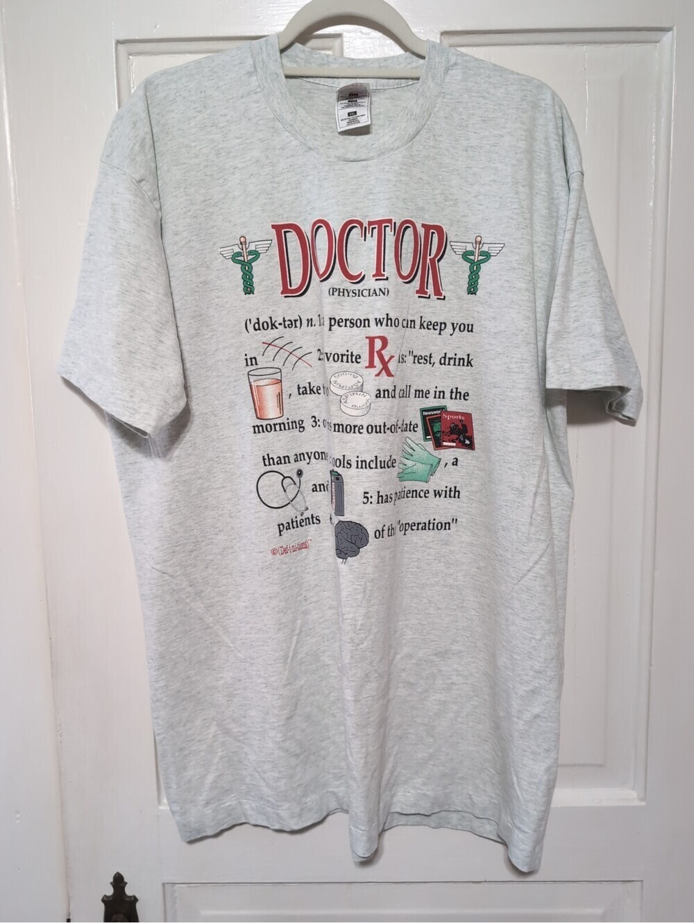 Vtg Doctor Graphic Single Stitch T Shirt Fruit Of The Loom Heavy Men XXL(1452)C